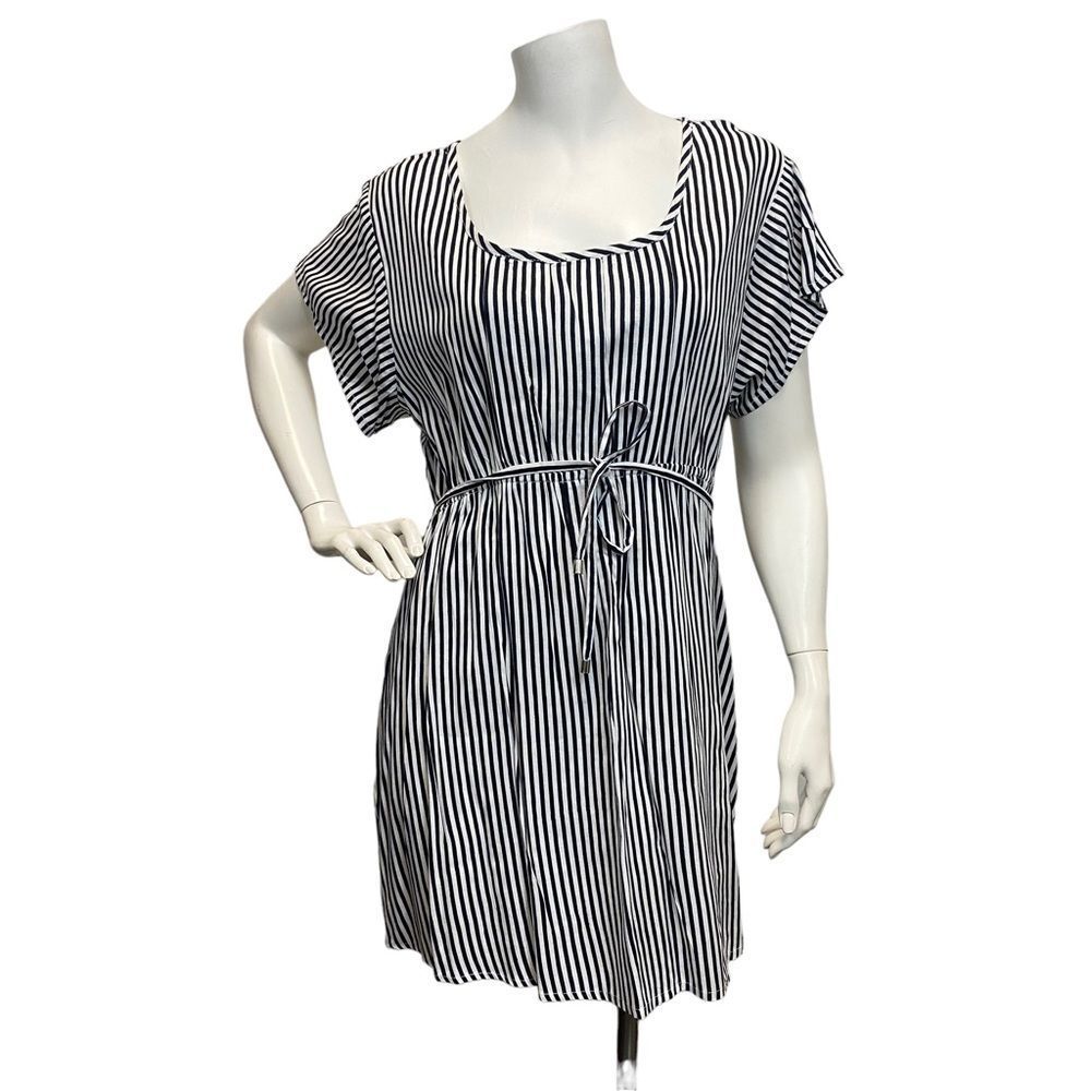 Oh! Mamma XL Stripe Black White Mini Dress